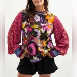 NWT Anthropologie bl^nk London Contrast Eyelet Pullover Size Small